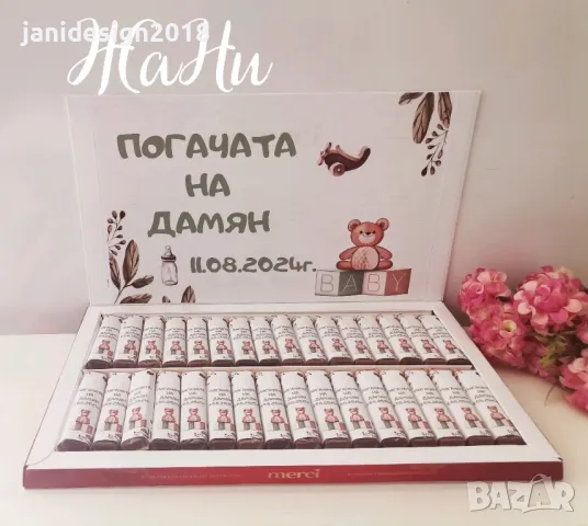 бонбони с дизайн съобразен с темата на празника за бебешка погача, рожден ден, прощъпулник, кръщене , снимка 8 - Други - 47454536