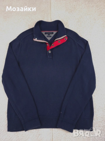 Мъжки пуловер Tommy Hilfiger Premium Cotton Тъмносин Ежедневен XL