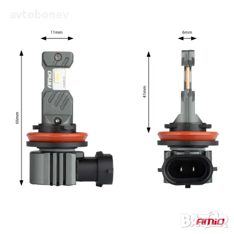 LED крушки AMIO Hybrid H8/H9/H11/H16-12V-6000K к-т/2 бр./, снимка 5 - Аксесоари и консумативи - 49493442