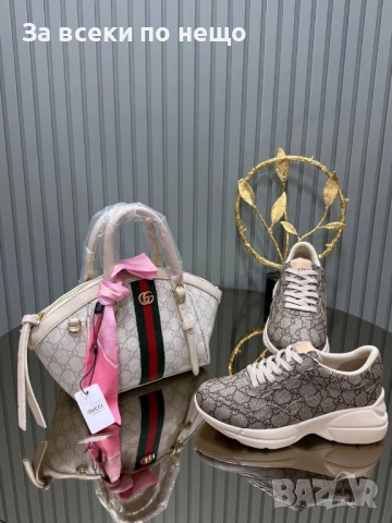Louis Vuitton Gucci Комплект Дамски Маратонки и Дамска Чанта - Различни Цветове И Модели Код SK408, снимка 2 - Маратонки - 52870910