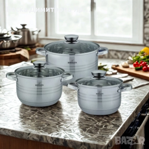 Комплект тенджери от неръждаема стомана Bohmann, Класика и удобство за всяка кухня (6 части), снимка 2 - Съдове за готвене - 52587332
