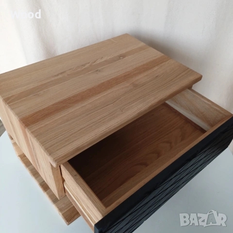 Нощно шкафче, плаващо, дъб, дизайн, масивно дърво., снимка 6 - Шкафове - 53029769
