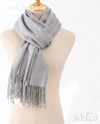 Унисекс шал в сив цвят, снимка 4 - Шалове - 53315210