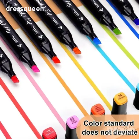 4339 Комплект от 80 многоцветни маркера с два края и удобна чанта за носене, снимка 3 - Други - 48882651