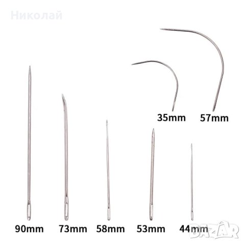 Комплект 7 Сарашки игли , игли за шиене на кожа кожарски игли крива игла , снимка 5 - Други инструменти - 43398133