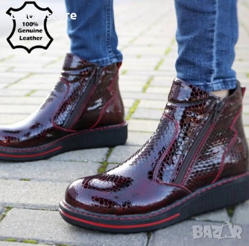 Равни боти - бордо ЕСТЕСТВЕН лак - 405, снимка 2 - Дамски боти - 36052486