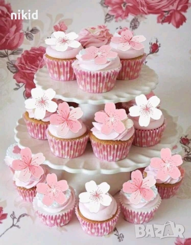 Вишнев цвят ядивни цветя вафлена хартия пъстроцветни за консумация украса на торта и мъфини