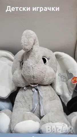 Слон плюшен 65 см със звук 2цвята голяма играчка 40418