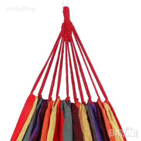 ХАМАК 200X100 СМ. РАЗНОЦВЕТЕН ПАМУК, МАКСИМАЛНО ТЕГЛО 120КГ, снимка 5 - Градински мебели, декорация  - 36775999