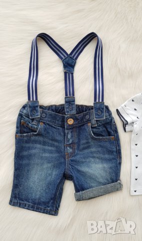 Къси дънкови панталони H&M 6-9 месеца, снимка 8 - Панталони и долнища за бебе - 40660354