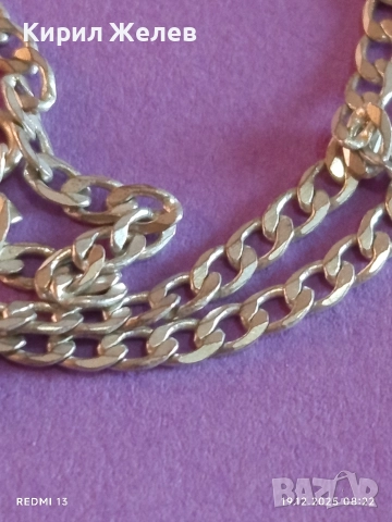 Сребърен синджир тип ПАНЦЕР фин нежен перфектно състояние 52440, снимка 4 - Колиета, медальони, синджири - 52844385