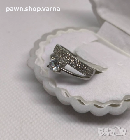 Сребърен пръстен с фианити – проба 925, нов, размер 17, снимка 2 - Пръстени - 50547564