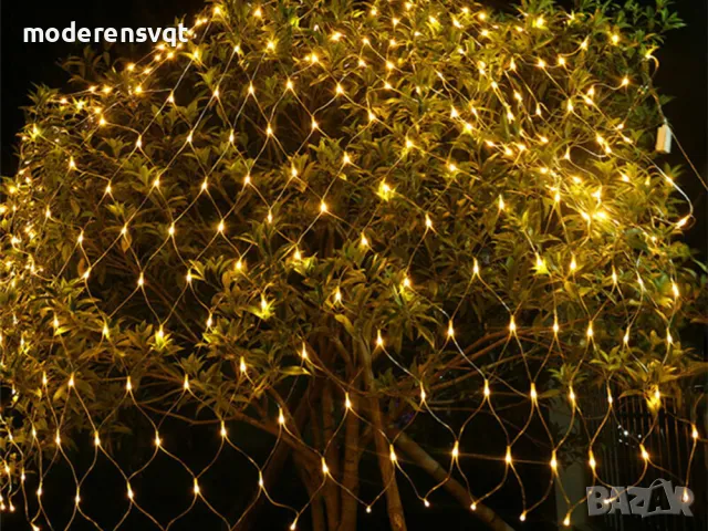 LED светеща мрежеста завеса 100 LED коледни лампички 1х2м, снимка 5 - Лед осветление - 48144627