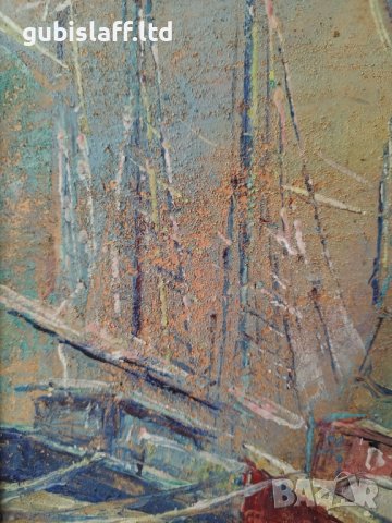 Картина, лодки, море, худ. Н. Селиванов, 1970 г., снимка 3 - Картини - 44012628