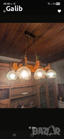 Стар абажур, полилеи ,лампа, рустикал, изработена от масивно дърво, снимка 8 - Лампи за таван - 52880413