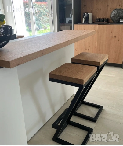 дизайнерски бар столове масив и желязо , снимка 10 - Столове - 53556143