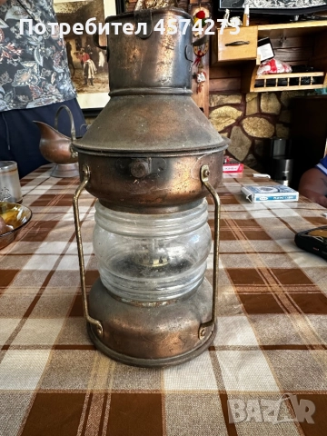 Стар корабен меден фенер , снимка 3 - Антикварни и старинни предмети - 51473886