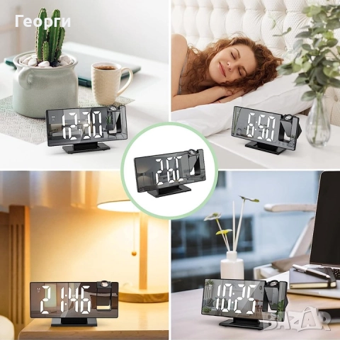 Нов дигитален LED будилник с огледало, с възможна проекция на таван или стена, снимка 12 - Други - 51743147