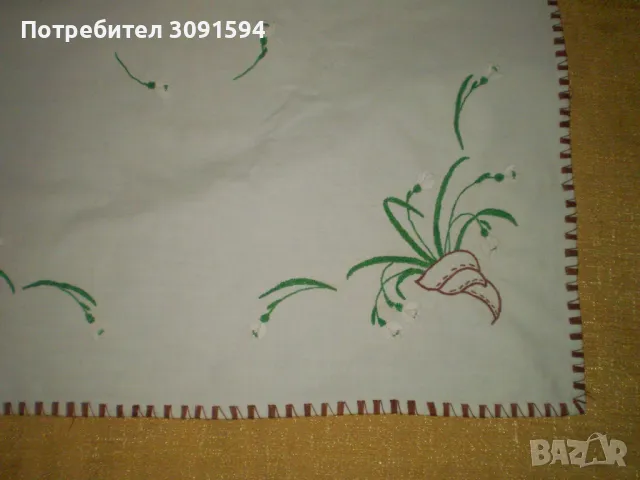 Ретро ръчно направена , ръчно бродирана покривка за маса , снимка 6 - Покривки за маси - 50428817