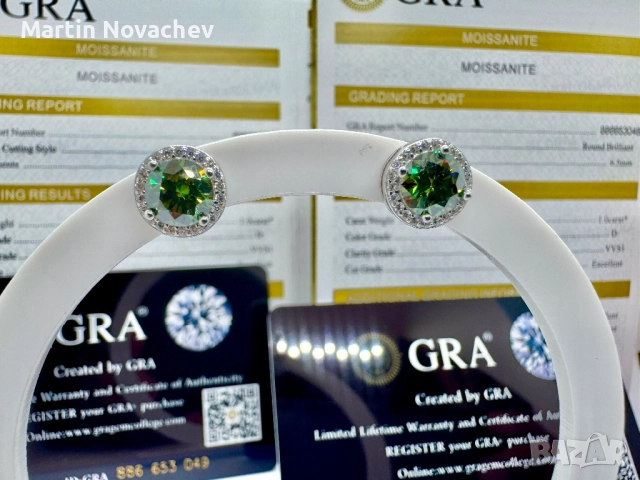 Сребърни обеци с мойсанит (Диамант) 1 карат, снимка 3 - Обеци - 51695827