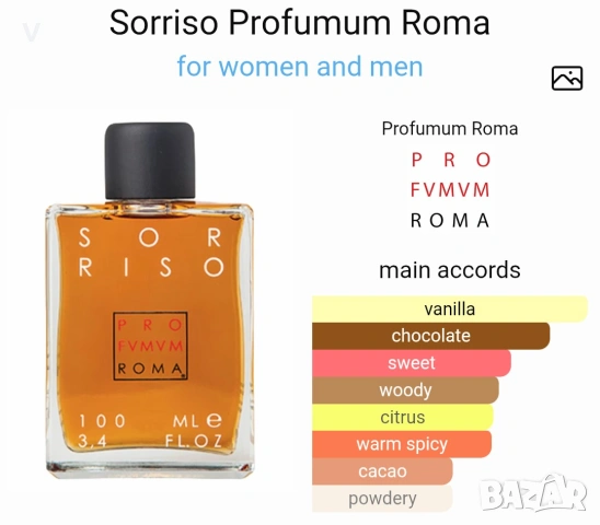Нов нишов парфюм Sorriso by Profumum Roma 100 ml шоколад бейлис , снимка 4 - Дамски парфюми - 53094202