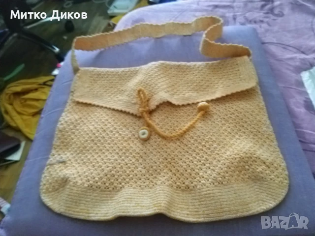 Чанта промазан плат с цип нова бежава 320х260мм