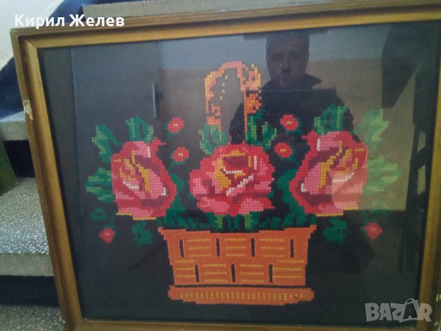 ГОЛЯМ ПРЕКРАСЕН Стар ГОБЛЕН Кошничка с ЦВЕТЯ Идеален За ДОМА ВИЛАТА РЕТРО ИНТЕРИОРНА ДЕКОРАЦИЯ 42936, снимка 2 - Гоблени - 43750215