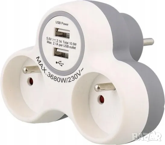 Pro-Max двоен захранващ контакт с 2 USB порта, снимка 1