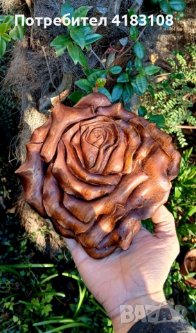 Пано ръчна дърворезба роза