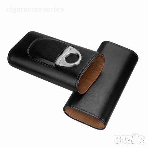 Кожен калъф за 3 пури с ножче и кедрова облицовка, снимка 3 - Табакери - 51732408