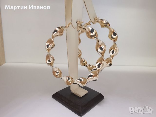 Златни обеци халки усукани , снимка 6 - Обеци - 32282639