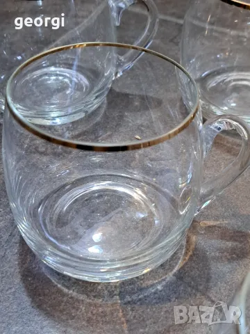 6 тънкостенни чаши за чай със златен кант    20/1, снимка 2 - Чаши - 49108852