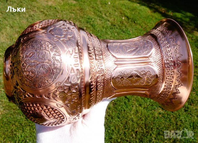 Персийска медна ваза Isfahan Qalamzani. , снимка 9 - Вази - 37818319