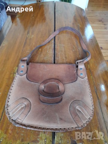Стара дамска кожена чанта #16, снимка 1 - Антикварни и старинни предмети - 40185444