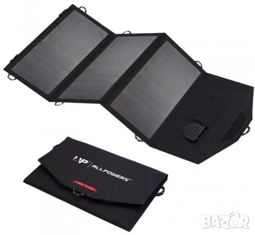 ALLPOWERS™ 18V 21W Сгъваем Соларен Панел Водонепромокаеми Панели 3х Броя SUNPOWER® Слънчев Комплект, снимка 2 - Къмпинг осветление - 37255202