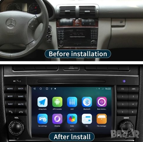 Мултимедия, Двоен дин, за Mercedes C Class, W203, W 209,с Android, C220, C320, CLK, C220, Навигация, снимка 4 - Аксесоари и консумативи - 43447989