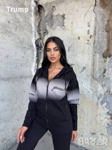 - 40% Красив ватиран спортен дамски комплект, прелеващ ефектцвят черен