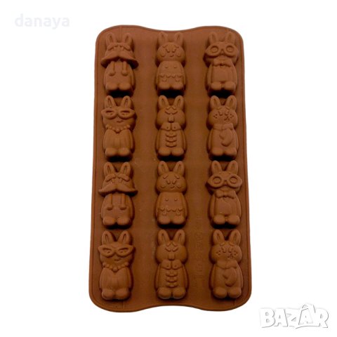 4380 Силиконова форма за бонбони Зайчета, снимка 3 - Форми - 43785351