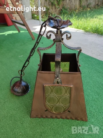 Красиви старинни полилеи тип фенер с елементи на ковано желязо, метални капаци и стъкла , снимка 3 - Полилеи - 51036058