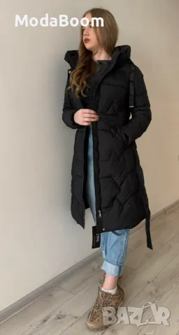 Дълго черно дамско зимно яке 