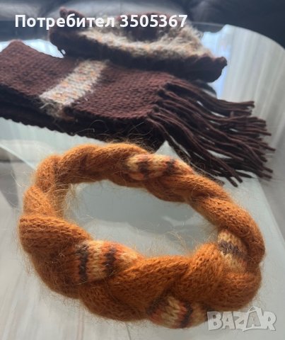 Ръчно плетени шал, шапка и лента за глава + ПОДАРЪК 8 шалчета , снимка 5 - Шапки - 43389947