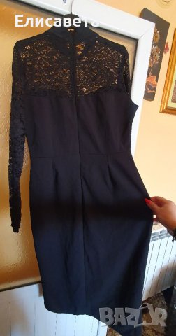 Дамска черна рокля с дантела и цепка, снимка 6 - Рокли - 39762234