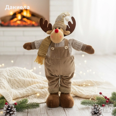 Плюшена коледна фигура Елен Рудолф – уют и празнично настроение у дома, снимка 3 - Декорация за дома - 52120528
