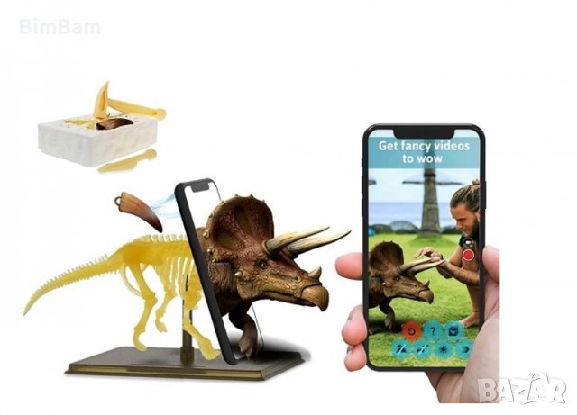Образователен комплект с приложение за виртуална реалност AR Dino World - Трицератопс, снимка 2 - Образователни игри - 39763494