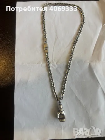 Сребърен плътен синджир с боксова ръкавица 67.62гр 925 , снимка 8 - Колиета, медальони, синджири - 49909837