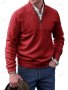 Ежедневен мъжки моден трикотажен пуловер с цип и ревер, 7цвята - 023 , снимка 2