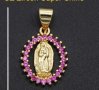 Висящо колие с кристали(pink)"Virgin Maria",Gold/ново, снимка 1 - Колиета, медальони, синджири - 33603594