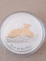 Сребро 1 oz Годината на Мишката 2008 Лунар Австралия с позлата, снимка 2