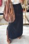 Дамска пола в черно с висока талия и цепка, снимка 1 - Поли - 40523611