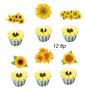 12 бр слънчогледи слънчогледови цветя картон остри топери мъфини кексчета торта рожден ден украса